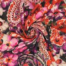 Sale Polyesterkrepp Blumen und Paisley