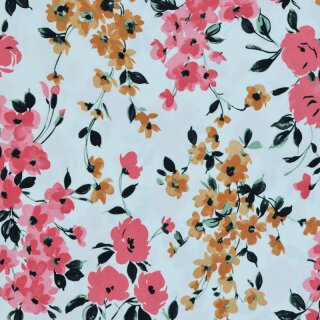 Sale Baumwollstretch Blumen rosa